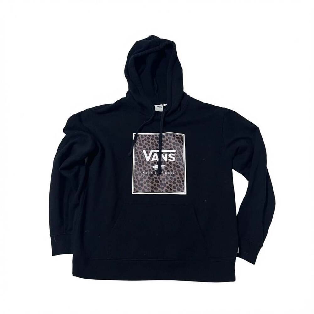 Vans Off The Wall Black Leopard Print Box Logo Hoodie